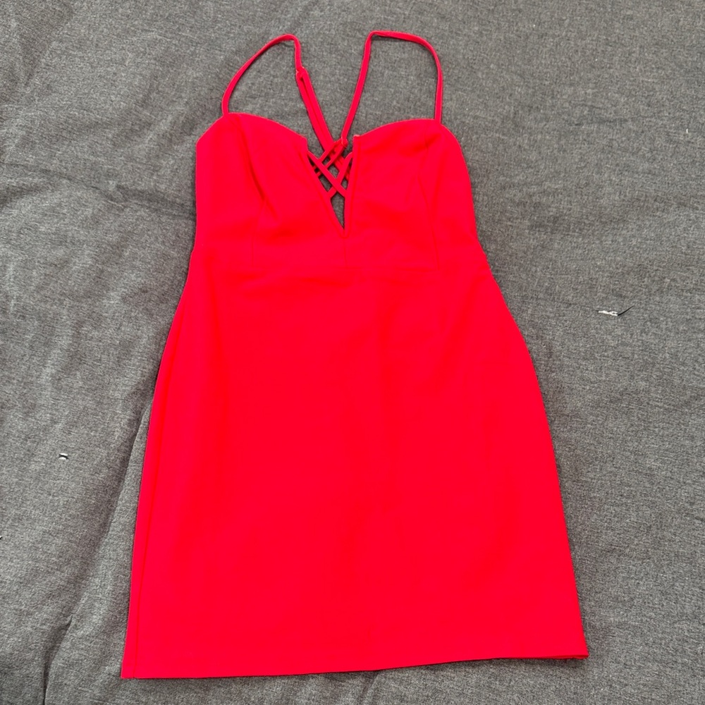 Lulu's Vibrant Red Backless Dress